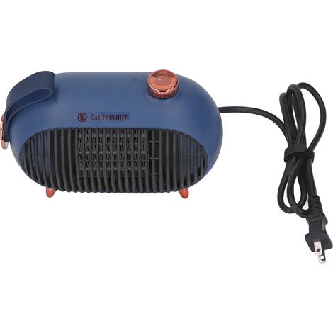 Chauffage d'appoint silencieux 900W PTC céramique, 3 niveaux de réglage, coque ignifugée bleue, prise US 110-220V, chauffe-bureau rapide (1/5)
