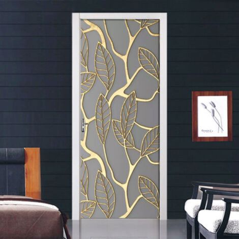 3D effect door sticker golden line (77x200cm), PVC interior wall sticker for wall decoration living room kitchen bedroom bathroom wallpaper (1/5)