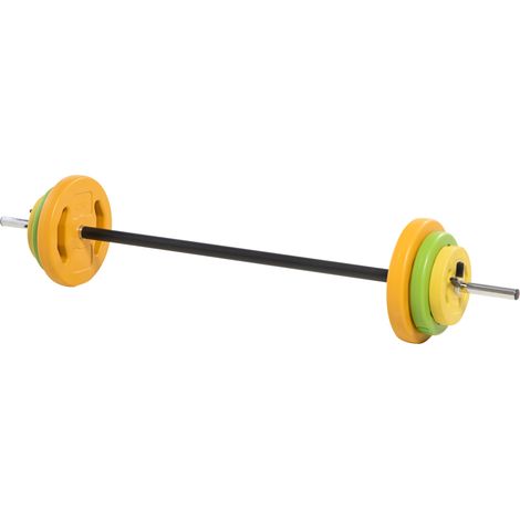 HOMCOM Set Bilanciere con Pesi da 20 kg totali con 6 Pesi Multicolore