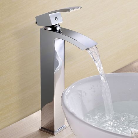 Arke Modern Extended Chrome Design Countertop Basin Mono Mixer Tap (1/3)