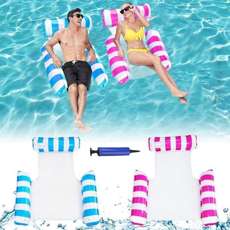 Fauteuil Gonflable de Piscine, 2 Pcs Bouee Piscine 4 en 1 Hamac d’Eau Plage Portable ccessoire Piscine pour Enfants Adultes Mer Plage Piscine Partie Vacances (1/5)