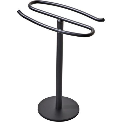 Porte-serviettes sur pied noir, barre porte-serviettes en acier inoxydable pour salle de bain, cuisine, comptoirs de vanité (1/5)