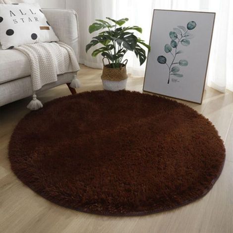 Le tapis rond café est super doux et moelleux pour une chambre d'enfant, un tapis rond moelleux pour une chambre d'enfant, un tapis de décoration antidérapant pour une chambre d'adolescent - 100 cm de