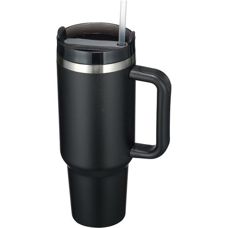 Tasse isotherme en acier inoxydable de 40 oz (1 200 ml) à double paroi avec poignée et paille isolée Tasse à café isotherme Tasse de voiture Tasse de voyage Tasse thermique pour boissons (1/5)