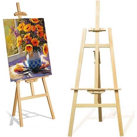 Chevalet d'artiste en bois avec cadre en A, chevalet de studio réglable de 1,5 m, support de peinture, toile portable pour croquis, mariage, exposition, facile (1/5)