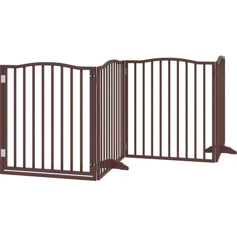 Barrière pour chiens avec porte 4 panneaux bois de peuplier (1/5)