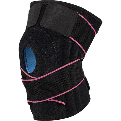 Genouillère avec stabilisateurs latéraux et coussinets en gel pour la rotule, orthèses de soutien de genou à compression réglable (1/5)