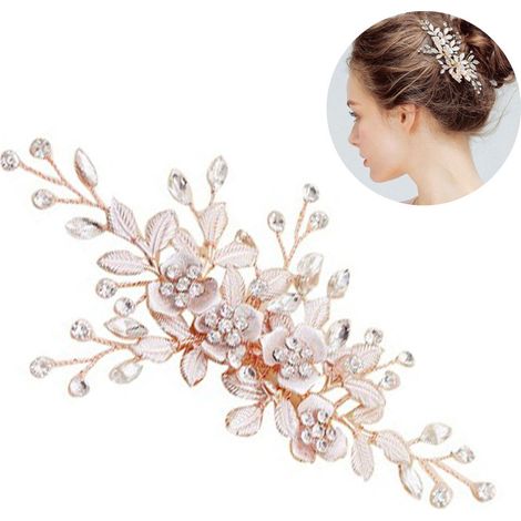 Headpiece - Alloy Flower Hair Comb - Bridal Wedding Hair Accessory - Handmade Crystal Hair Vine - 1 Piece (1/5)