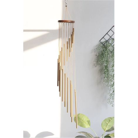 Campanelli a vento con 18 tubi, 90 cm, oro, organo a vento, campanelli a vento, mobile a vento, campana a vento, acchiappavento, spirale, alluminio, per uso esterno, giardino, regalo (1/5)
