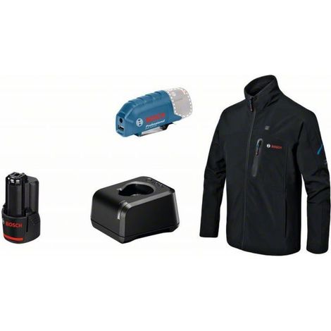 Bosch beheizbare Jacke / Heizjacke GHJ 12+18V XA (Full Version) incl. Akku, Gr. L schwarz (1/4)