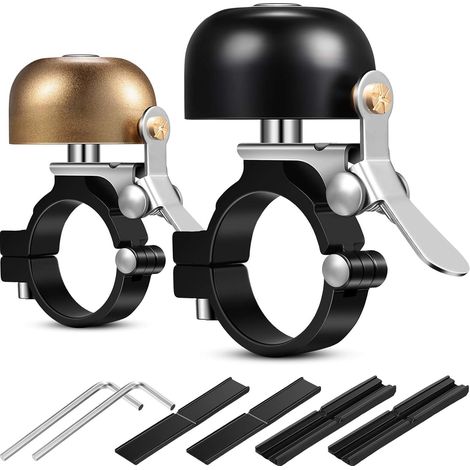 Lot de 2 sonnettes de vélo en alliage d'aluminium, sonnette classique puissante pour vélos de route, VTT et vélos de sport. Accessoire idéal pour adultes et enfants. (1/5)