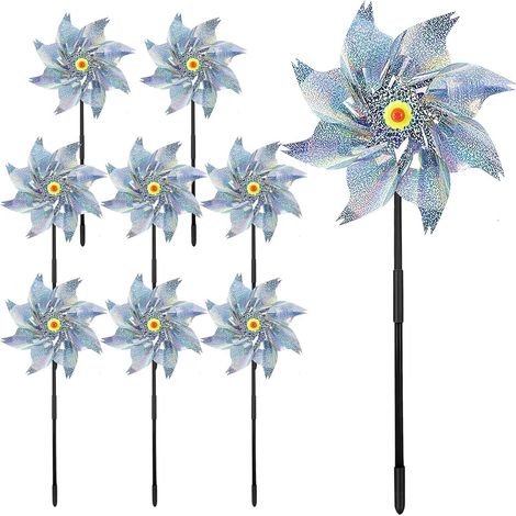 9 Pièces Moulin à Vent Réfléchissant Anti-Oiseaux,Répulsif Oiseaux Réfléchissant,Moulins à Vent Jardin Exterieur,Jardin décoratif pour protéger Le Jardin, verger, Cour, Toit.