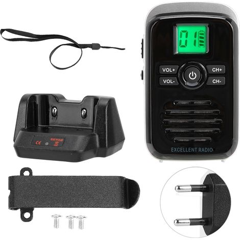 Talkie-walkie mini ABS sans fil FM Q3, 110-240V, 400-470MHz, étanche, ultra-fin, radio bidirectionnelle noire, prise UE (1/5)