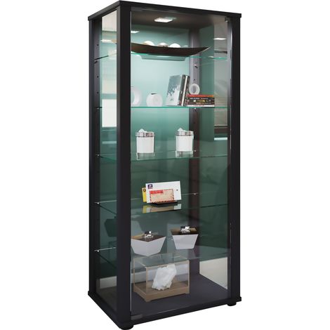 Vetrina in vetro VCM in stand Vetrina vetrata con vetro di sicurezza ESG Dimensioni ca. A. 115 x L. 50 x P. 38 cm Stand espositore vetro Moderno e salvaspazio Vetrina in vetro – Kavisa L (Nero)