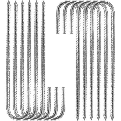 Sardines de fixation sol XL - Lot de 10 - Acier électrozingué - 30 cm (1/4)