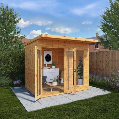8 x 6 Feet Maine Pent Summerhouse - Timber - L233.1 x W246.8 x H217 cm - Brown