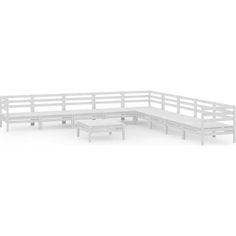 Mobili da giardino mobili da esterno set di mobili 10 pezzi in legno di pino massiccio bianco 020015240