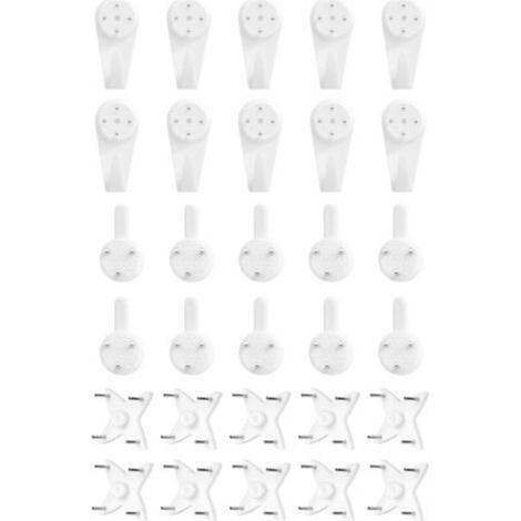 Crochets muraux sans jointure [30 pièces], 3 tailles, pour accrocher des tableaux et des cadres photo. (1/4)