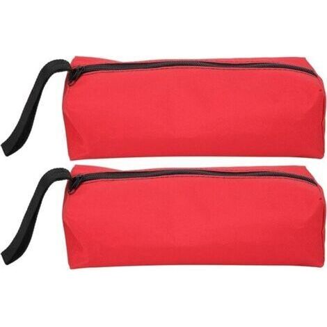 Lot de 2 petites pochettes à outils, 25 X 8,5 X 7 cm pochette de rangement portable multifonctionnelle en polyester 600D avec sangle de suspension et fermeture à glissière (rouge) (1/5)