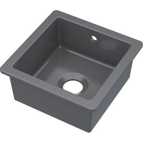 Fireclay Single Bowl Square Undermount Kitchen Sink, Central Waste & Overflow, 457mm - Soft Black (1/3)