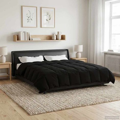 Ganzjahresbettdecke Gepolstert Schwarz 200 x 240 cm Mikrofaser