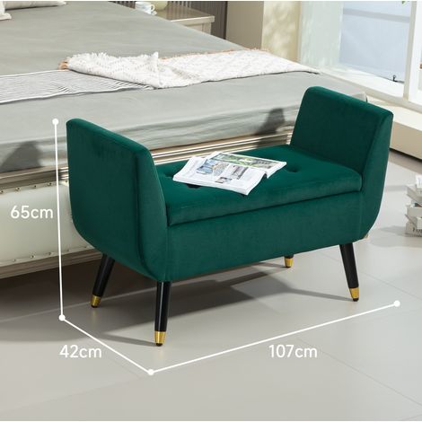 Panca contenitore imbottita con braccioli, verde, 107 x 42 x 65 cm HAVRYA (1/5)