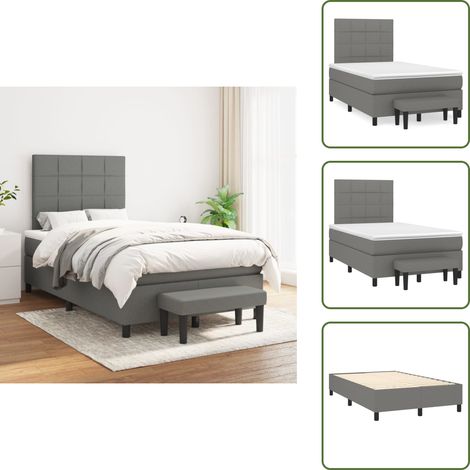 Boxspringbett mit Matratze Dunkelgrau 120x200 cm Stoff - Boxspringbett - Doppelbett - Bettenrahmen - Schlafsystem - Liegekomfort (1/5)