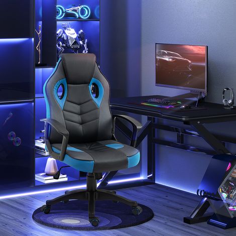 Salle de Jeux Chaise de Bureau Pivotante avec Roulettes en Similicuir (1/5)