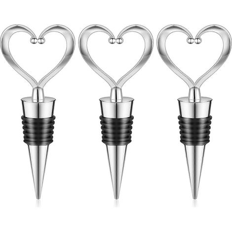 Lot de 3 bouchons à vin en forme de cœur, bouchons portables pour bouteilles de vin, en silicone. (1/5)