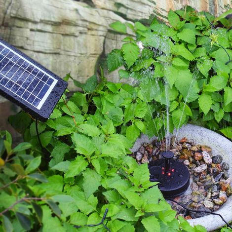 Pompe de fontaine solaire 6V 3,5W pour bassin et bassin de jardin avec batterie intégrée et LED