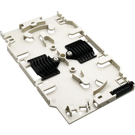 Glasfaser-Spleißkassette (Tray) mit Halterungen für 12 Spleißverbindungen und einem Fasertrenner am Alantec-Ausgang (1/3)