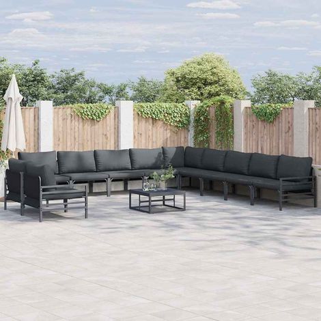 Conjunto de sofás de jardín 12 uds. Negro Acero vidaXL (1/5)