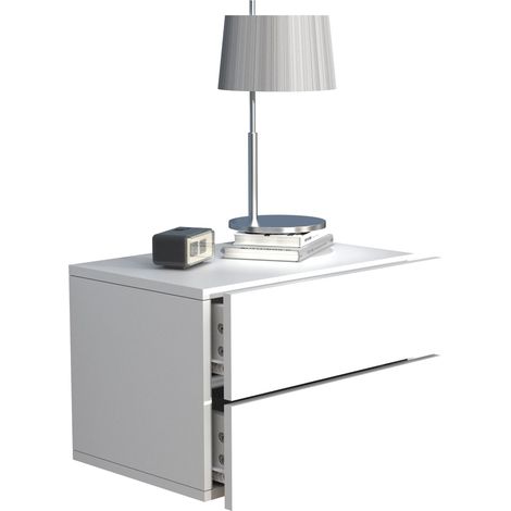 Gabinete de noche VCM  Cajón de pared  Tablero de pared  Mesa de noche  Dimensiones aprox. AL. 30 x AN. 45 x P. 32 cm - Usal L 45 cm (Blanco)