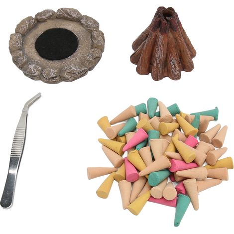 Brûleur d'encens à bois (livré avec 80 bâtonnets d'encens coniques) - Brûleur d'encens décoratif sculpté à la main, de bon augure, pour les studios de yoga. (1/5)