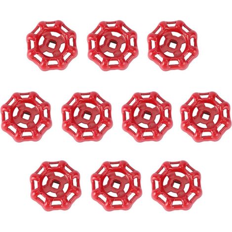 Handradventil, Kugelhahn aus Eisen, Absperrventil, Wasserhahn, Wasserrohr, Oberteil, Griff 6x6 mm (rot) – 10 Stück