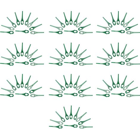 100 Stück Kunststoff-Grastrimmerklingen, Ersatz-Schneidmesser für Rasenmäher, 85 mm (Grün) (1/5)