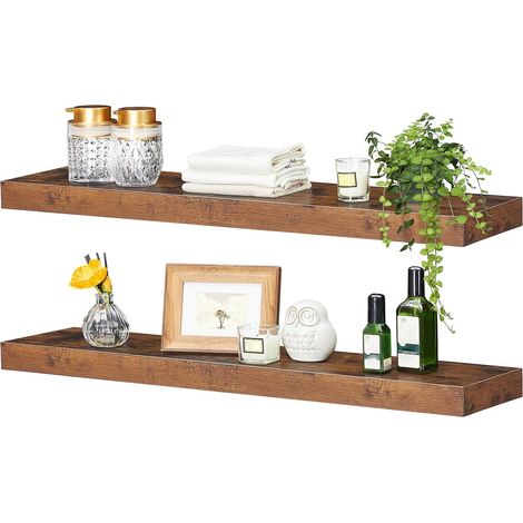 Hoobro – Étagères murales flottantes 80 x 20 cm – Lot de 2 – Supports cachés – Charge max 10 kg – Pour salle de bain, chambre, cuisine – EBF80BJP201