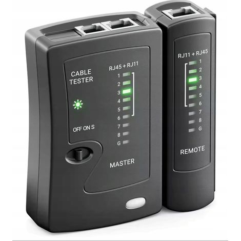 Tester LAN nero per cavi di rete con LED RJ45 RJ11RJ12 (1/5)