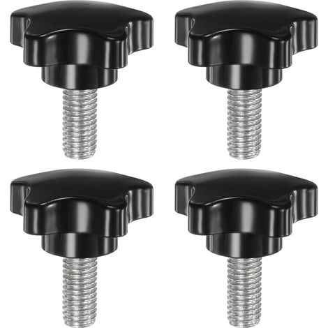 Sternklemmengriffe – 4er-Set – PP-Kunststoff und verzinkter Stahl – M10-Handgewinde – Für Maschinen und Möbel – Schwarz, 39 mm (1/5)