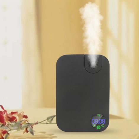 Ambientador comercial inteligente con control táctil, liberación automática de fragancia para hasta 150 m², color negro, con función de temporizador automático, enchufe británico (100–240 V).