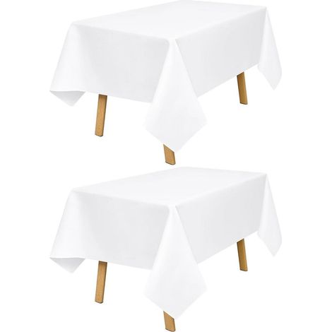 2er-Pack weiße Tischdecke 140x200cm, klassisch einfarbig, für Esstisch & Anlässe