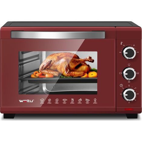 WOLTU Forno Elettrico 28 Litri Fornetto Elettrico Girarrosto 1600W timer 60min Rosso+Nero (1/5)