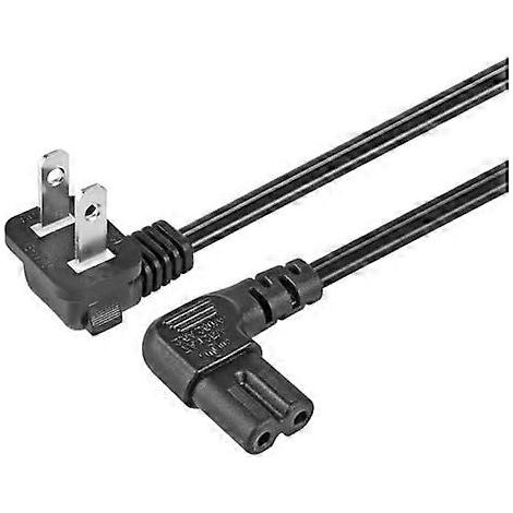 90 cm (3 Fuß) langes, schwarzes, abgewinkeltes Stromkabel mit Kugelgelenk, NEMA 115P auf IEC320 C7, polarisiert, 2-polig, für PS4 und Fernseher (1/5)