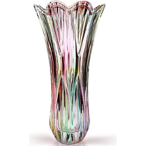 Vase à fleurs en cristal épais en forme de queue de phénix idéal pour la décoration intérieure un mariage ou un cadeau 30 cm (1/4)
