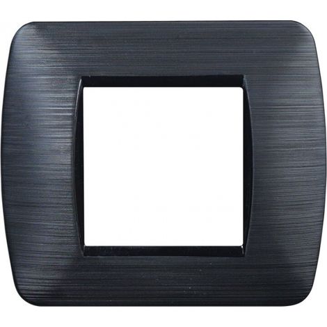 Placca serie Space, 2 moduli, plastica satinata, nera, compatibile con serie BTicino Living - Ettroit LN85214