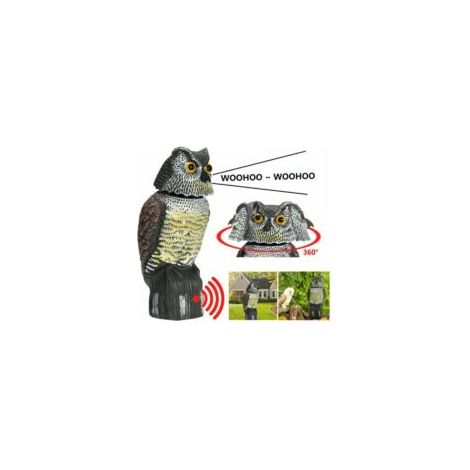 Tigrezy Effaroucheur d'oiseau réaliste tête rotative son hibou rôdeur leurre répulsif Protection antiparasitaire épouvantail jardin cour déplacer (1/5)