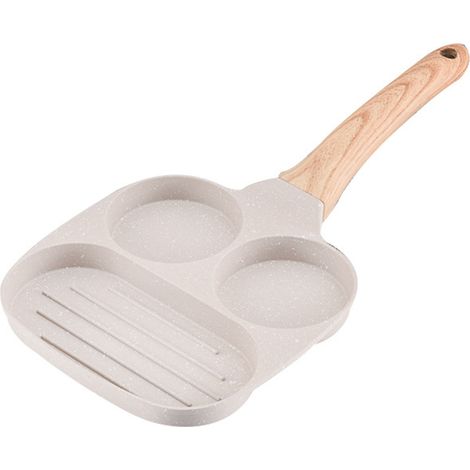 Poêle à petit-déjeuner 3 en 1 en alliage d'aluminium antiadhésif, idéale pour les crêpes, les œufs et le bacon, compatible avec les cuisinières à gaz. (1/5)