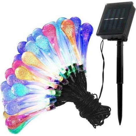 7m 50 LED Guirlande Lumineuse Solaire Goutte D'Eau, 8 Modes Extérieur Imperméable, Convient Pour Garden Party Noël Etc.(Couleur) (1/4)