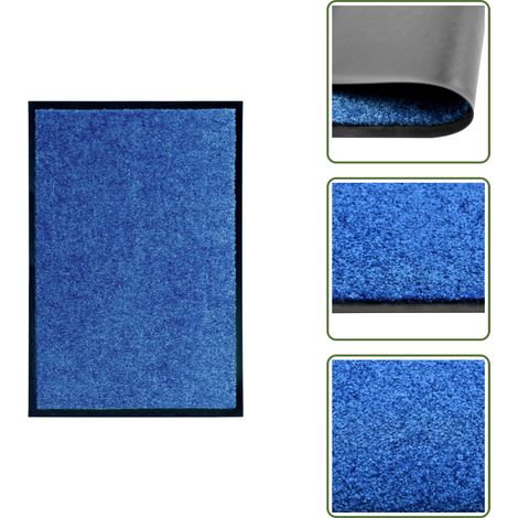The Living Store Paillasson lavable Bleu 40x60 cm - Paillasson - Tapis D'entrée - Tapis Extérieur - Tapis Intérieur - Tapis Absorbant