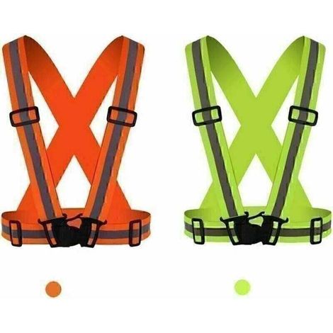 Vtizikl Chaleco reflectante (2 unidades): brazalete ajustable de alta visibilidad, arnés de seguridad fluorescente, para ciclismo, correr, caminar, trotar y motocicleta. (1/4)